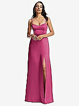 Alt View 1 Thumbnail - Tea Rose Bustier A-Line Maxi Dress with Adjustable Spaghetti Straps