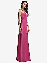 Side View Thumbnail - Tea Rose Bustier A-Line Maxi Dress with Adjustable Spaghetti Straps