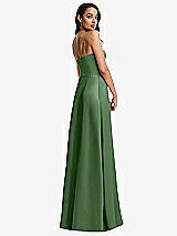 Rear View Thumbnail - Vineyard Green Bustier A-Line Maxi Dress with Adjustable Spaghetti Straps