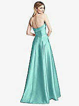 Rear View Thumbnail - Coastal Strapless Bias Cuff Bodice Satin Gown with Pockets