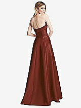 Rear View Thumbnail - Auburn Moon Strapless Bias Cuff Bodice Satin Gown with Pockets
