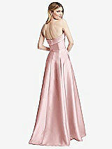 Rear View Thumbnail - Ballet Pink Strapless Bias Cuff Bodice Satin Gown with Pockets
