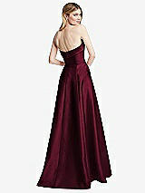Rear View Thumbnail - Cabernet Strapless Bias Cuff Bodice Satin Gown with Pockets