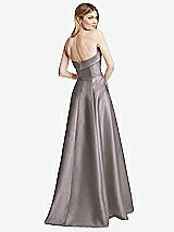 Rear View Thumbnail - Cashmere Gray Strapless Bias Cuff Bodice Satin Gown with Pockets