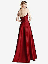 Rear View Thumbnail - Garnet Strapless Bias Cuff Bodice Satin Gown with Pockets