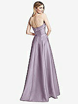 Rear View Thumbnail - Lilac Haze Strapless Bias Cuff Bodice Satin Gown with Pockets