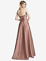 Rear View Thumbnail - Neu Nude Strapless Bias Cuff Bodice Satin Gown with Pockets