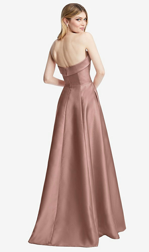 Back View - Neu Nude Strapless Bias Cuff Bodice Satin Gown with Pockets