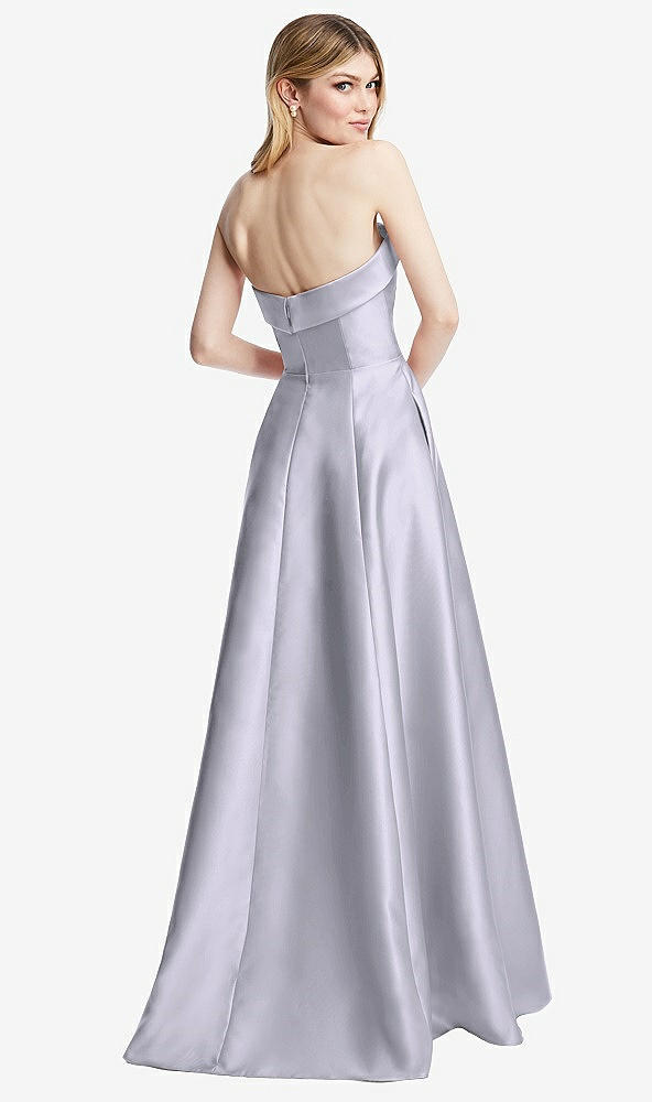 Back View - Silver Dove Strapless Bias Cuff Bodice Satin Gown with Pockets