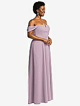 Alt View 3 Thumbnail - Suede Rose Off-the-Shoulder Pleated Cap Sleeve A-line Maxi Dress