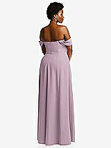 Alt View 4 Thumbnail - Suede Rose Off-the-Shoulder Pleated Cap Sleeve A-line Maxi Dress