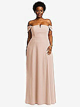 Alt View 2 Thumbnail - Cameo Off-the-Shoulder Pleated Cap Sleeve A-line Maxi Dress