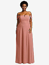Alt View 2 Thumbnail - Desert Rose Off-the-Shoulder Pleated Cap Sleeve A-line Maxi Dress