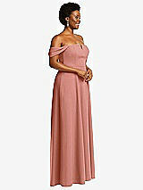 Alt View 3 Thumbnail - Desert Rose Off-the-Shoulder Pleated Cap Sleeve A-line Maxi Dress