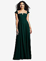 Alt View 1 Thumbnail - Evergreen Off-the-Shoulder Pleated Cap Sleeve A-line Maxi Dress