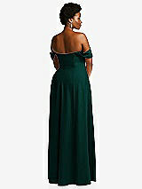 Alt View 4 Thumbnail - Evergreen Off-the-Shoulder Pleated Cap Sleeve A-line Maxi Dress