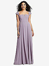 Alt View 1 Thumbnail - Lilac Haze Off-the-Shoulder Pleated Cap Sleeve A-line Maxi Dress