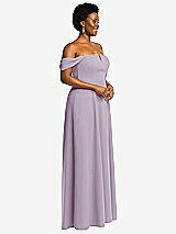 Alt View 3 Thumbnail - Lilac Haze Off-the-Shoulder Pleated Cap Sleeve A-line Maxi Dress