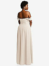 Alt View 4 Thumbnail - Oat Off-the-Shoulder Pleated Cap Sleeve A-line Maxi Dress