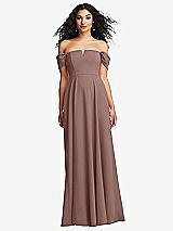 Front View Thumbnail - Sienna Off-the-Shoulder Pleated Cap Sleeve A-line Maxi Dress