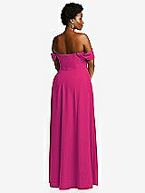 Alt View 4 Thumbnail - Think Pink Off-the-Shoulder Pleated Cap Sleeve A-line Maxi Dress