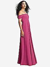 Side View Thumbnail - Tea Rose Off-the-Shoulder Pleated Cap Sleeve A-line Maxi Dress