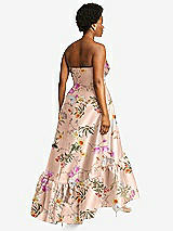 Alt View 3 Thumbnail - Butterfly Botanica Pink Sand Strapless Floral High-Low Ruffle Hem Maxi Dress with Pockets