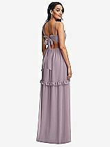 Rear View Thumbnail - Lilac Dusk Ruffle-Trimmed Cutout Tie-Back Maxi Dress with Tiered Skirt