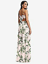 Rear View Thumbnail - Palm Beach Print Ruffle-Trimmed Cutout Tie-Back Maxi Dress with Tiered Skirt