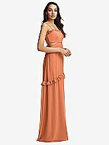 Side View Thumbnail - Sweet Melon Ruffle-Trimmed Cutout Tie-Back Maxi Dress with Tiered Skirt