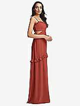 Side View Thumbnail - Amber Sunset Ruffle-Trimmed Cutout Tie-Back Maxi Dress with Tiered Skirt