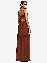 Rear View Thumbnail - Auburn Moon Ruffle-Trimmed Cutout Tie-Back Maxi Dress with Tiered Skirt