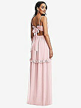 Rear View Thumbnail - Ballet Pink Ruffle-Trimmed Cutout Tie-Back Maxi Dress with Tiered Skirt
