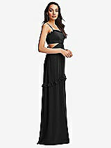 Side View Thumbnail - Black Ruffle-Trimmed Cutout Tie-Back Maxi Dress with Tiered Skirt