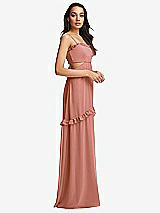 Side View Thumbnail - Desert Rose Ruffle-Trimmed Cutout Tie-Back Maxi Dress with Tiered Skirt