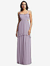 Front View Thumbnail - Lilac Haze Ruffle-Trimmed Cutout Tie-Back Maxi Dress with Tiered Skirt