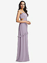 Side View Thumbnail - Lilac Haze Ruffle-Trimmed Cutout Tie-Back Maxi Dress with Tiered Skirt