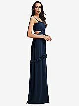 Side View Thumbnail - Midnight Navy Ruffle-Trimmed Cutout Tie-Back Maxi Dress with Tiered Skirt