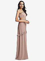 Side View Thumbnail - Neu Nude Ruffle-Trimmed Cutout Tie-Back Maxi Dress with Tiered Skirt