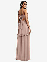 Rear View Thumbnail - Neu Nude Ruffle-Trimmed Cutout Tie-Back Maxi Dress with Tiered Skirt