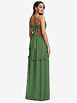 Rear View Thumbnail - Vineyard Green Ruffle-Trimmed Cutout Tie-Back Maxi Dress with Tiered Skirt