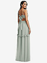 Rear View Thumbnail - Willow Green Ruffle-Trimmed Cutout Tie-Back Maxi Dress with Tiered Skirt