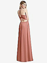 Rear View Thumbnail - Desert Rose Halter Cross-Strap Gathered Tie-Back Cutout Maxi Dress