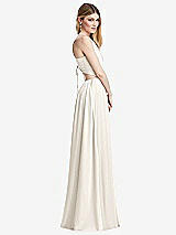 Side View Thumbnail - Ivory Halter Cross-Strap Gathered Tie-Back Cutout Maxi Dress