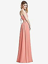 Side View Thumbnail - Rose - PANTONE Rose Quartz Halter Cross-Strap Gathered Tie-Back Cutout Maxi Dress