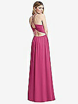 Rear View Thumbnail - Tea Rose Halter Cross-Strap Gathered Tie-Back Cutout Maxi Dress