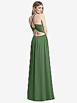 Rear View Thumbnail - Vineyard Green Halter Cross-Strap Gathered Tie-Back Cutout Maxi Dress