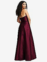 Rear View Thumbnail - Cabernet Strapless Bustier A-Line Satin Gown with Front Slit