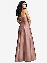 Rear View Thumbnail - Neu Nude Strapless Bustier A-Line Satin Gown with Front Slit