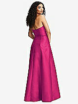 Rear View Thumbnail - Think Pink Strapless Bustier A-Line Satin Gown with Front Slit